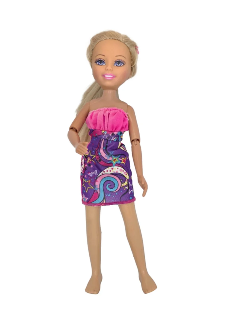 Vintage 2004 Mattel Barbie Hairtastic Doll Blonde Hair Purple Dress, Articulated